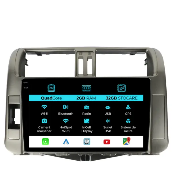 Navigatie Dedicata Toyota Land Cruiser Prado J150 (2009 - 2013), 9 Inch, 2Gb Ram, 32Gb Stocare, Android Auto, Carplay