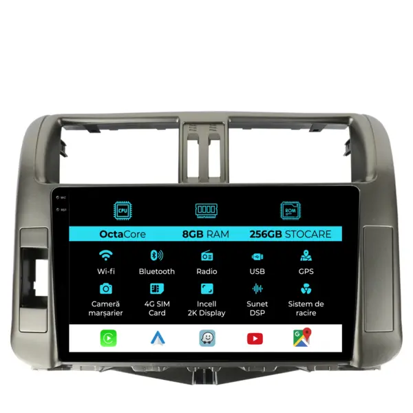 Navigatie Dedicata Toyota Land Cruiser Prado J150 (2009 - 2013), 2K, 8Gb Ram, 256Gb Stocare, Android Auto, Carplay