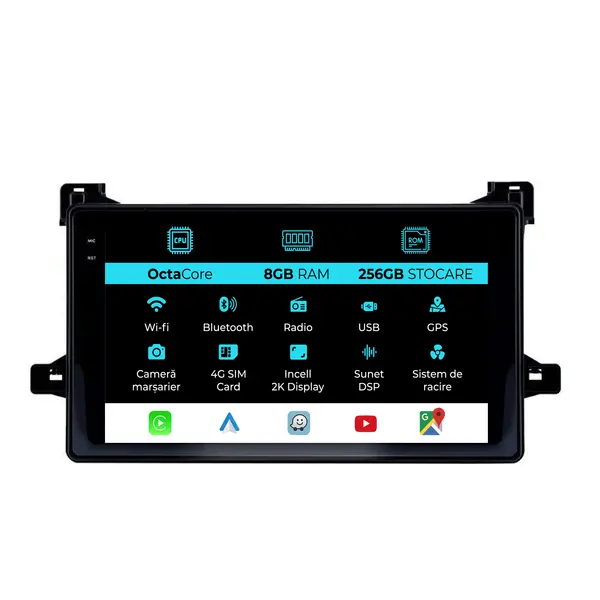 Navigatie Dedicata Toyota Prius (2015-2022), 2K, 8Gb Ram, 256Gb Stocare, Android Auto, Carplay