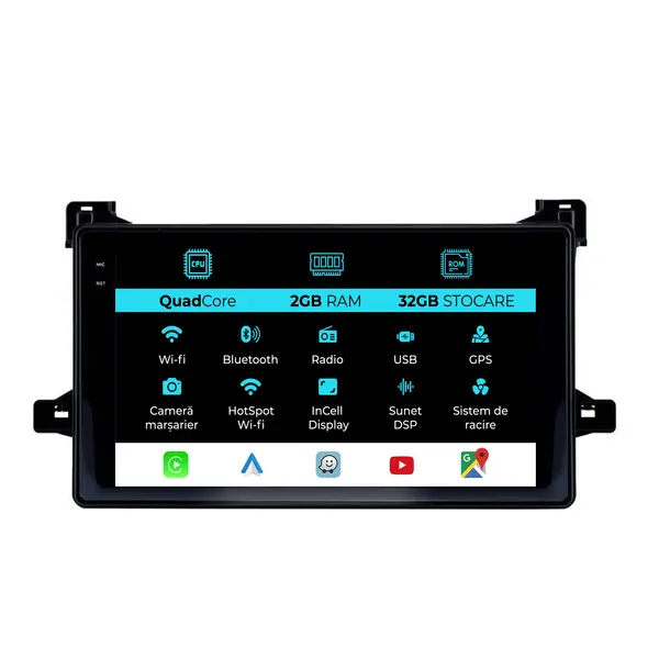 Navigatie Dedicata Toyota Prius (2015-2022), 9 Inch, 2Gb Ram, 32Gb Stocare, Android Auto, Carplay
