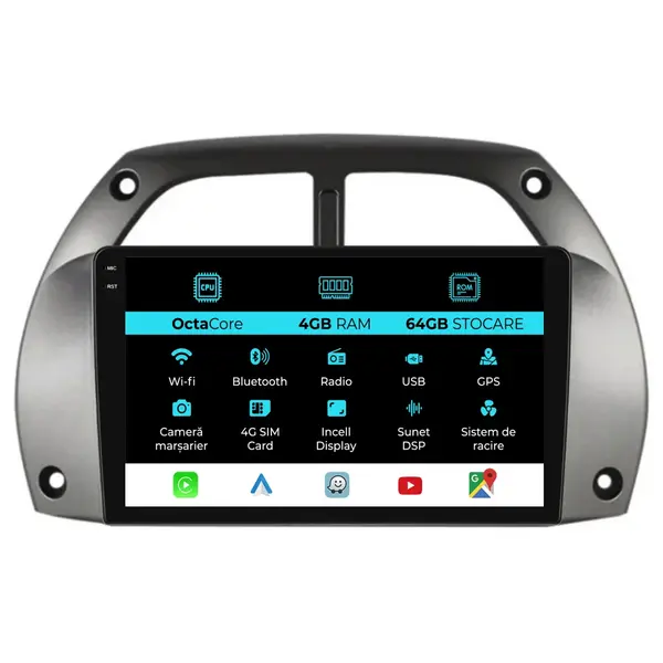 Navigatie Dedicata Toyota Rav 4 (2000 - 2005), 9 Inch, 4Gb Ram, 64Gb Stocare, Android Auto, Carplay