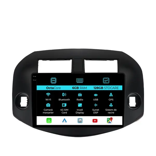 Navigatie Dedicata Toyota Rav 4 (2006 - 2013), 10 Inch, 6Gb Ram, 128Gb Stocare, Android Auto, Carplay