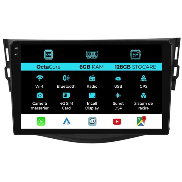 Navigatie Dedicata Toyota Rav 4 (2006-2013), 9Inch, 6Gb Ram, 128Gb Stocare, Carplay