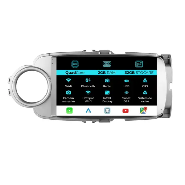 Navigatie Dedicata Toyota Yaris (2011-2018), 9Inch, 2Gb Ram, 32Gb Stocare, Carplay