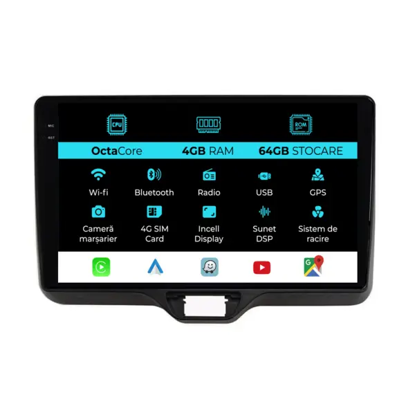 Navigatie Dedicata Toyota Yaris P21 (2020-2025), 10 Inch, 4Gb Ram, 64Gb Stocare, Carplay