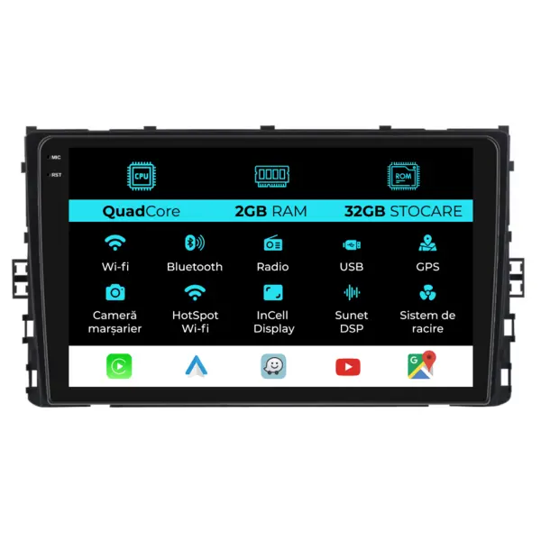 Navigatie Dedicata Volkswagen Amarok 2017+, 9Inch, 2Gb Ram, 32Gb Stocare, Carplay