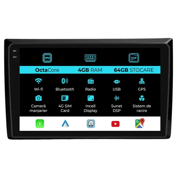 Navigatie Dedicata Volkswagen Beetle (2012 - 2018), 10 Inch, 4Gb Ram, 64Gb Stocare, Android Auto, Carplay
