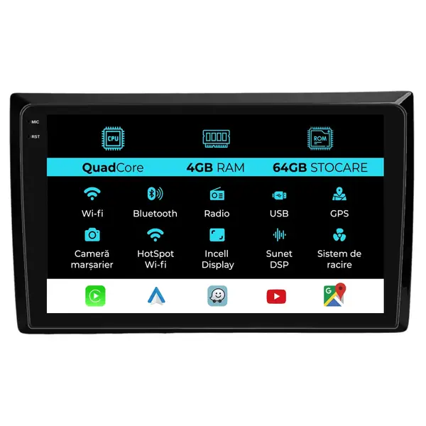 Navigatie Dedicata Volkswagen Beetle (2012 - 2018), QuadCore, 9 Inch, 4Gb Ram, 64Gb Stocare, Android Auto, Carplay
