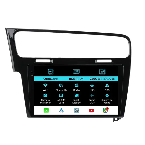 Navigatie Dedicata Volkswagen Golf 7 (2013 - 2020), 10 Inch, 8Gb Ram, 256Gb Stocare, Android Auto, Carplay