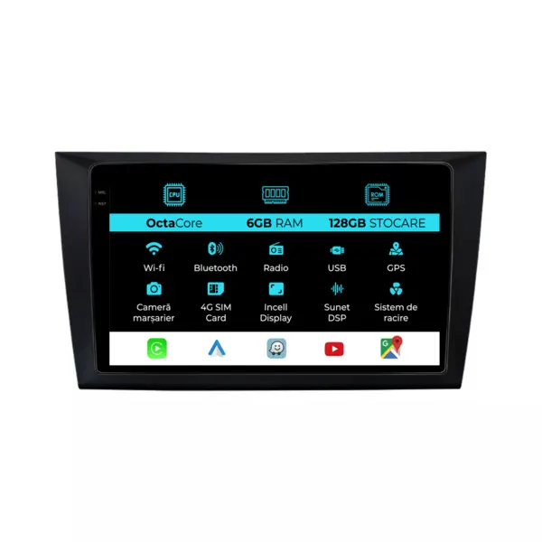 Navigatie Dedicata Volkswagen Golf MK6 (2009-2013), 9Inch, 6Gb Ram, 128Gb Stocare, Carplay