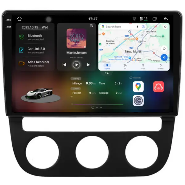 Navigatie Dedicata Volkswagen Golf5 Jetta (2004-2009), 2K, 12Gb Ram, 256Gb Stocare, Carplay - Clima Automata