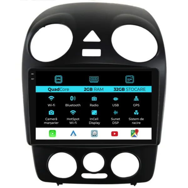 Navigatie Dedicata Volkswagen New Beetle (2004 - 2011), 9 Inch, 2Gb Ram, 32Gb Stocare, Android Auto, Carplay