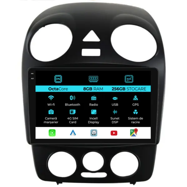 Navigatie Dedicata Volkswagen New Beetle (2004 - 2011), 9 Inch, 8Gb Ram, 256Gb Stocare, Android Auto, Carplay