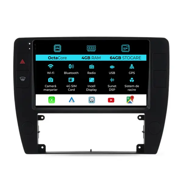 Navigatie Dedicata Volkswagen Passat B5 (2000 - 2005), 9 Inch, 4Gb Ram, 64Gb Stocare, Android Auto, Carplay
