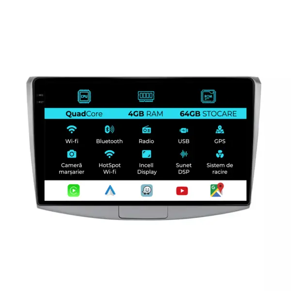 Navigatie Dedicata Volkswagen Passat B6 (2006 - 2011), QuadCore, 10 Inch, 4Gb Ram, 64Gb Stocare, Android Auto, Carplay