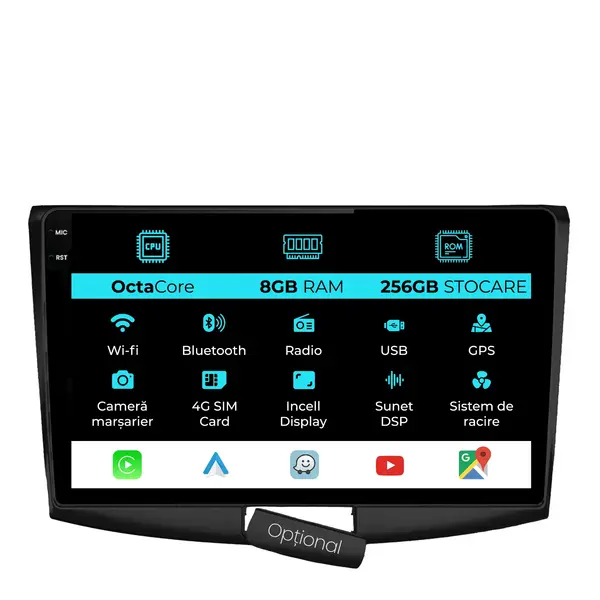 Navigatie Dedicata Volkswagen Passat B6 B7 CC (2005-2015), 10Inch, 8Gb Ram, 256Gb Stocare, Carplay