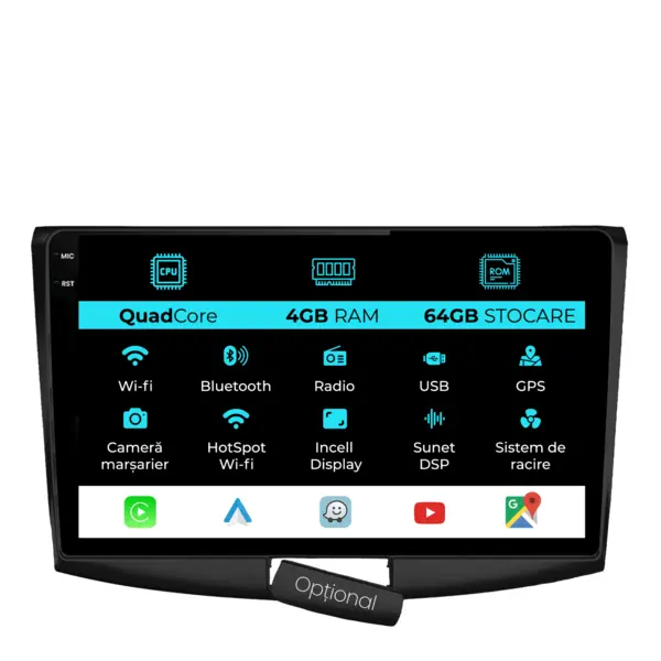 Navigatie Dedicata Volkswagen Passat B6 B7 CC (2005-2015),QuadCore, 10Inch, 4Gb Ram, 64Gb Stocare, Carplay