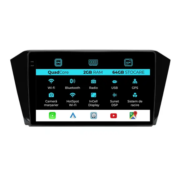Navigatie Dedicata Volkswagen Passat B8 (2015 - 2022), 9 Inch, 2Gb Ram, 32Gb Stocare, Android Auto, Carplay