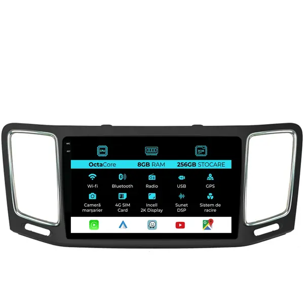 Navigatie Dedicata Volkswagen Sharan (2010 - 2014), 2K, 8Gb Ram, 256Gb Stocare, Android Auto, Carplay