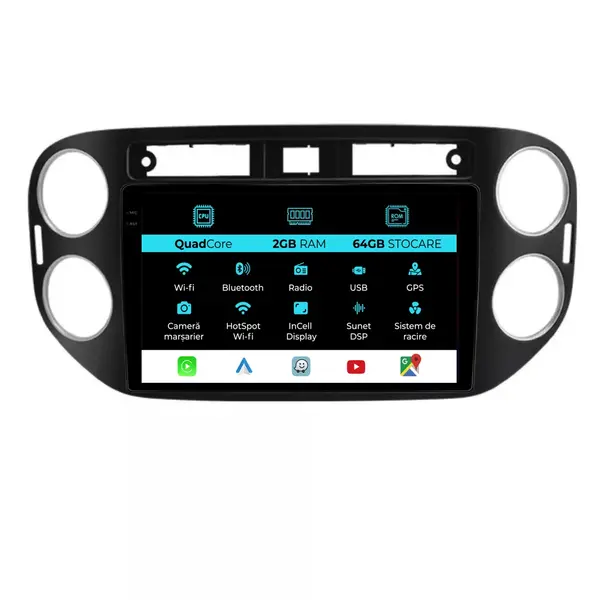 Navigatie Dedicata Volkswagen Tiguan (2007 - 2015), 9 Inch, 2Gb Ram, 32Gb Stocare, Android Auto, Carplay