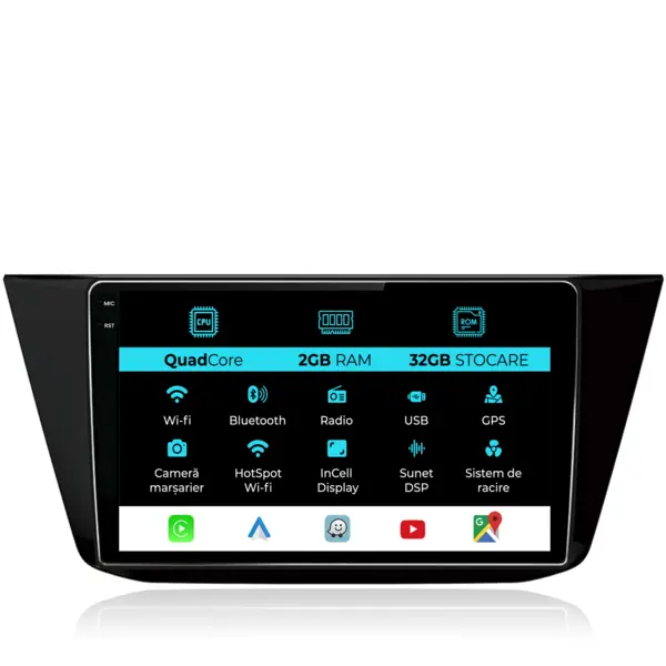 Navigatie Dedicata Volkswagen Tiguan (2016 - 2023), 10 Inch, 2Gb Ram, 32Gb Stocare, Android Auto, Carplay