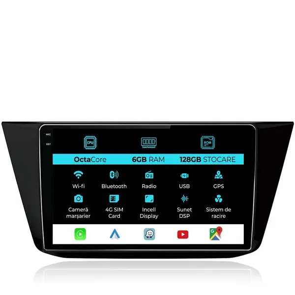Navigatie Dedicata Volkswagen Tiguan (2016 - 2023), 10 Inch, 6Gb Ram, 128Gb Stocare, Android Auto, Carplay