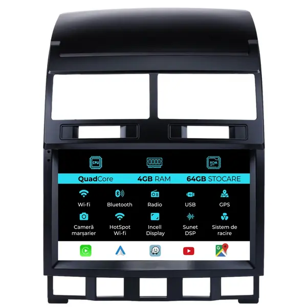 Navigatie Dedicata Volkswagen Touareg (2003 - 2010), QuadCore, 9 Inch, 4Gb Ram, 64Gb Stocare, Android Auto, Carplay