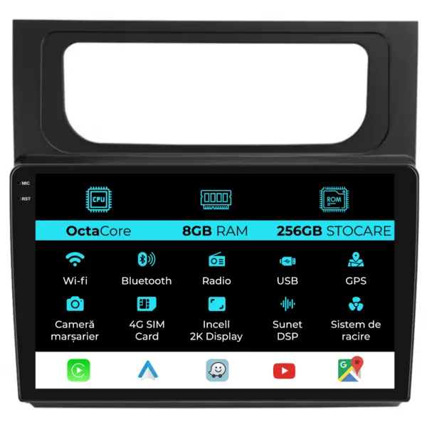 Navigatie Dedicata Volkswagen Touran (2010-2015), 2K, 8Gb Ram, 256Gb Stocare, Carplay