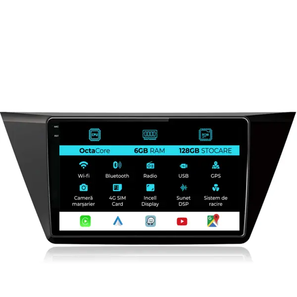 Navigatie Dedicata Volkswagen Touran (2015-2020), 10Inch, 6Gb Ram, 128Gb Stocare, Carplay