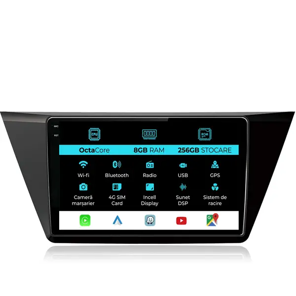 Navigatie Dedicata Volkswagen Touran (2015-2020), 10Inch, 8Gb Ram, 256Gb Stocare, Carplay