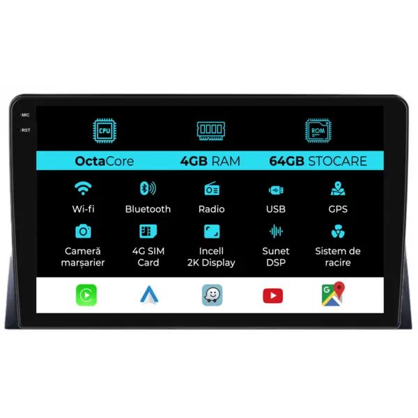 Navigatie Dedicata Volkswagen Transporter (2003 - 2015), 2K, 4Gb Ram, 64Gb Stocare, Android Auto, Carplay