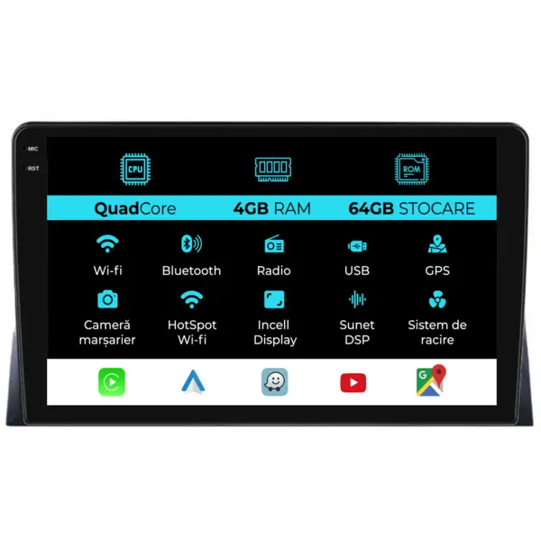 Navigatie Dedicata Volkswagen Transporter (2003 - 2015), QuadCore, 9 Inch, 4Gb Ram, 64Gb Stocare, Android Auto, Carplay