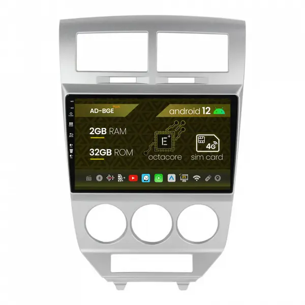 Navigatie Dodge Caliber (2006-2010), Android 12, E-Octacore 2GB RAM + 32GB ROM, 9 Inch - AD-BGE10002+AD-BGRKIT293