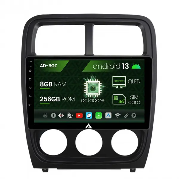 Navigatie Dodge Caliber (2010-2012), Android 13, Z-Octacore 8GB RAM + 256GB ROM, 9 Inch - AD-BGZ9008+AD-BGRKIT295V2