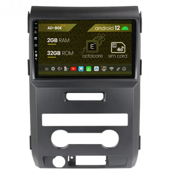 Navigatie Ford F150 (2008-2014), Android 12, E-Octacore 2GB RAM + 32GB ROM, 9 Inch - AD-BGE9002+AD-BGRKIT138