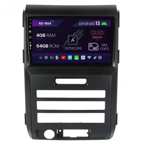 Navigatie Ford F150 (2008-2014), Android 13, A-Octacore 4GB RAM + 64GB ROM, 9 Inch - AD-BGA9004+AD-BGRKIT139