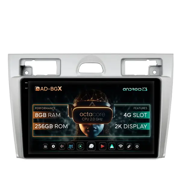 Navigatie Ford Fiesta (2002-2008), Android, X-Octacore 8GB RAM + 256GB ROM, 9.5 Inch - AD-BGX9008+AD-BGRKIT143