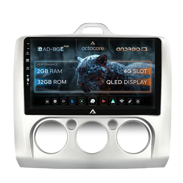 Navigatie Ford Focus MK2 (2004-2011), Clima Manuala, Android, E-Octacore 2GB RAM + 32GB ROM, 9 Inch - AD-BGE9002+AD-BGRKIT112