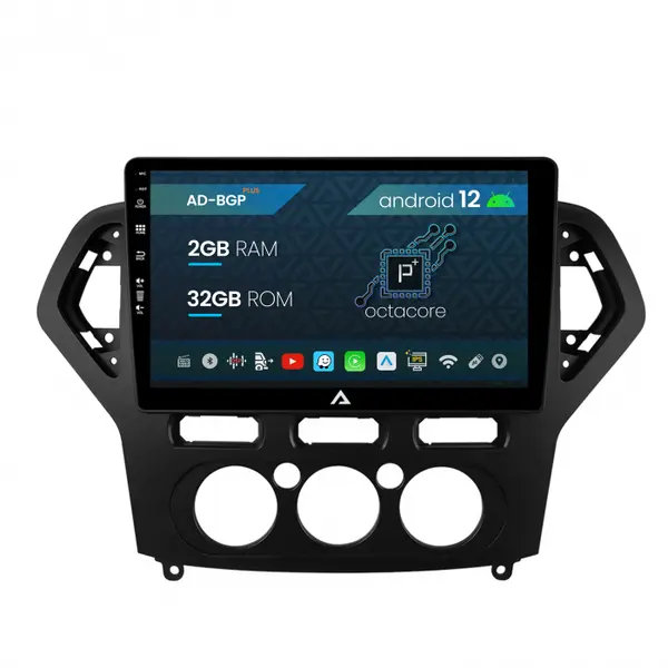 Navigatie Ford Mondeo (2007-2010) Clima Manuala, Android 12, P-Octacore 2GB RAM + 32GB ROM, 10.1 Inch - AD-BGP10002+AD-BGRKIT126