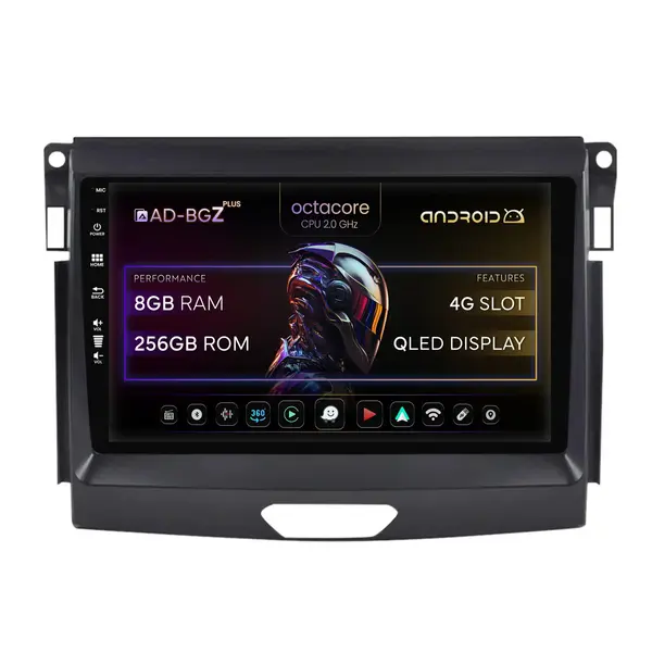 Navigatie Ford Ranger (2015-2020), Android, Z-Octacore 8GB RAM + 256GB ROM, 9 Inch - AD-BGZ9008+AD-BGRKIT120
