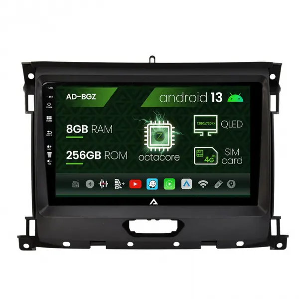 Navigatie Ford Ranger (2015-2022), Android 13, Z-Octacore 8GB RAM + 256GB ROM, 9 Inch - AD-BGZ9008+AD-BGRKIT120V2
