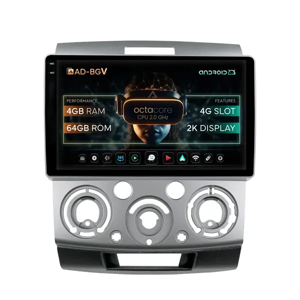 Navigatie Ford Ranger Mazda BT50 (2007-2012), Android, V-Octacore 4GB RAM + 64GB ROM, 9.5 Inch - AD-BGV9004+AD-BGRKIT136