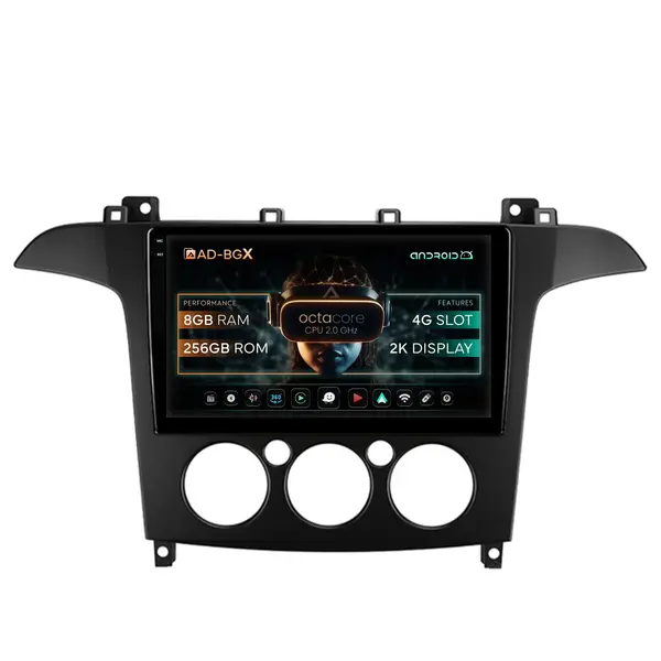Navigatie Ford S-MAX (2006-2015) Clima Manuala, Android, X-Octacore 8GB RAM + 256GB ROM, 9.5 Inch - AD-BGX9008+AD-BGRKIT124
