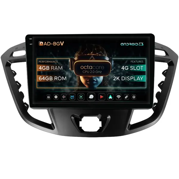 Navigatie Ford Transit Tourneo (2012-2020), Android, V-Octacore 4GB RAM + 64GB ROM, 9.5 Inch - AD-BGV9004+AD-BGRKIT123