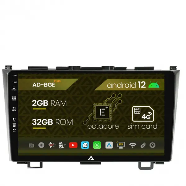 Navigatie Honda CRV (2006-2012), Android 12, E-Octacore 2GB RAM + 32GB ROM, 9 Inch - AD-BGE9002+AD-BGRKIT006