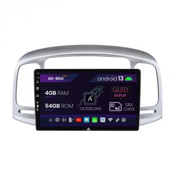 Navigatie Hyundai Accent (2006-2011), Android 13, A-Octacore 4GB RAM + 64GB ROM, 9 Inch - AD-BGA9004+AD-BGRKIT211