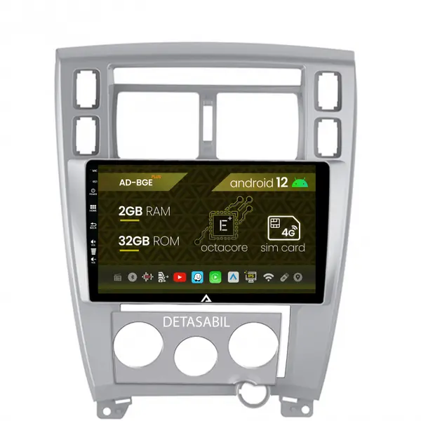 Navigatie Hyundai Tucson (2004-2009), Android 12, E-Octacore 2GB RAM + 32GB ROM, 10.1 Inch - AD-BGE10002+AD-BGRKIT200