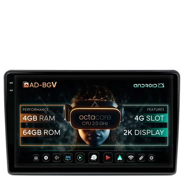 Navigatie Jeep Dodge Chrysler Universal, Android, V-Octacore 4GB RAM + 64GB ROM, 10.36 Inch - AD-BGV10004+AD-BGRKIT291