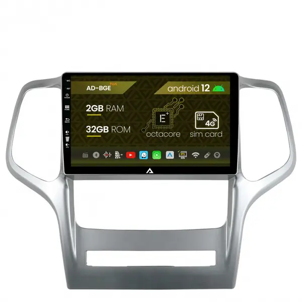 Navigatie Jeep Grand Cherokee (2010-2013), Android 12, E-Octacore 2GB RAM + 32GB ROM, 9 Inch - AD-BGE9002+AD-BGRKIT297