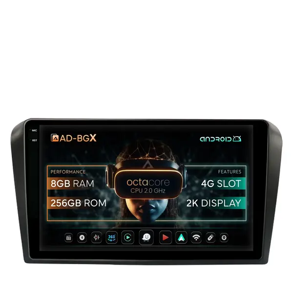 Navigatie Mazda 3 (2003-2009), Android, X-Octacore 8GB RAM + 256GB ROM, 9.5 Inch - AD-BGX9008+AD-BGRKIT322